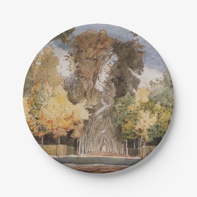 Versailles Park im Herbst (von Konstantin Somov) Pappteller (Vorderseite)