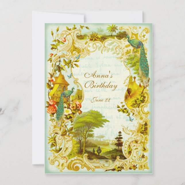 Versailles-Pfau-Garten-Hochzeit oder Ereignis Einladung (Vorderseite)