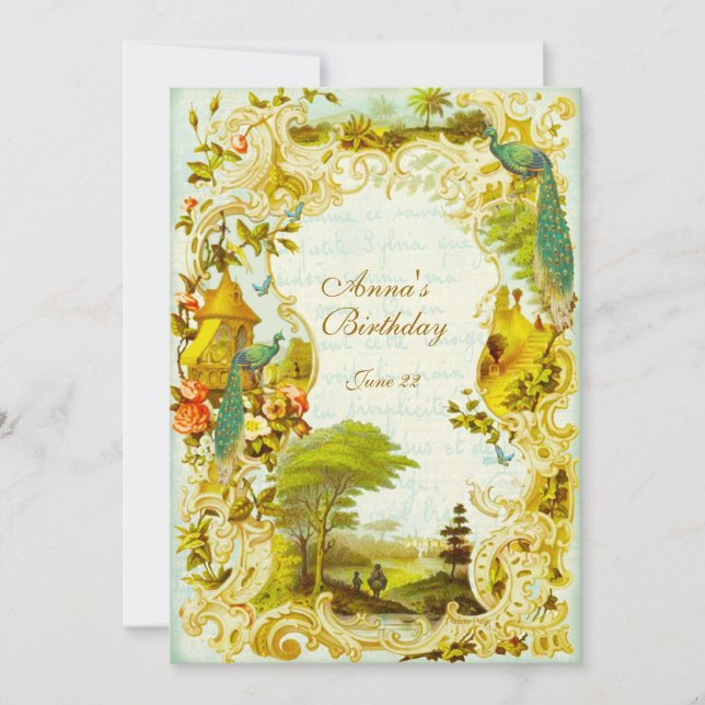 Versailles Pfauengarten Hochzeit oder Veranstaltun Einladung (Vorderseite)