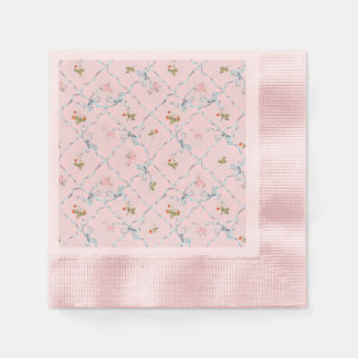 Versailles Strawberry` & Bows Cocktail Napkin Pink Serviette