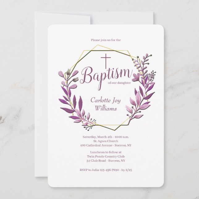 Versammelt religiöse Einladungen (pink) (Vorderseite)