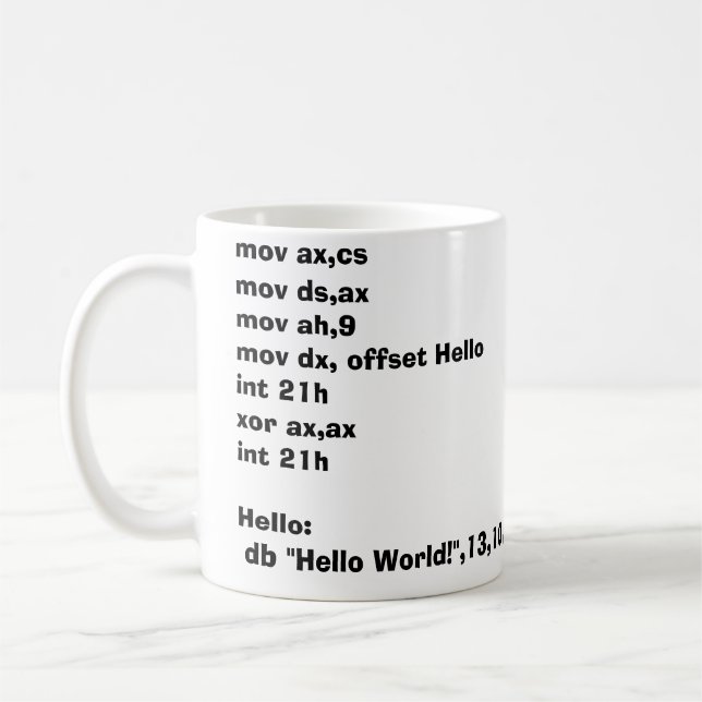 Versammlungsteilnehmer-Tasse HelloWorld! Tasse (Links)