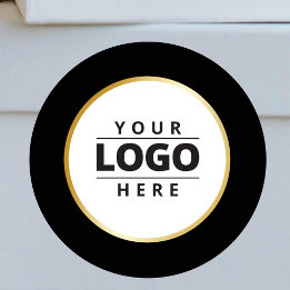 Versand moderner Schwarz-weißer Gold-Business-Logo Runder Aufkleber