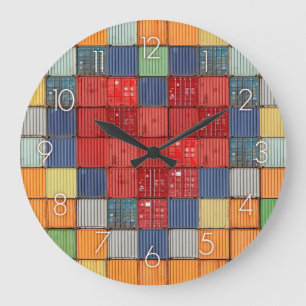 Versandbehälter-Herz Große Wanduhr