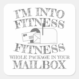 Versandman in Fitness Ganzes Paket in Ihrer Postbo Quadratischer Aufkleber
