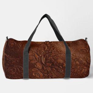 Versatile Brown Leather Look Travel Duffel Bag Duffle Bag