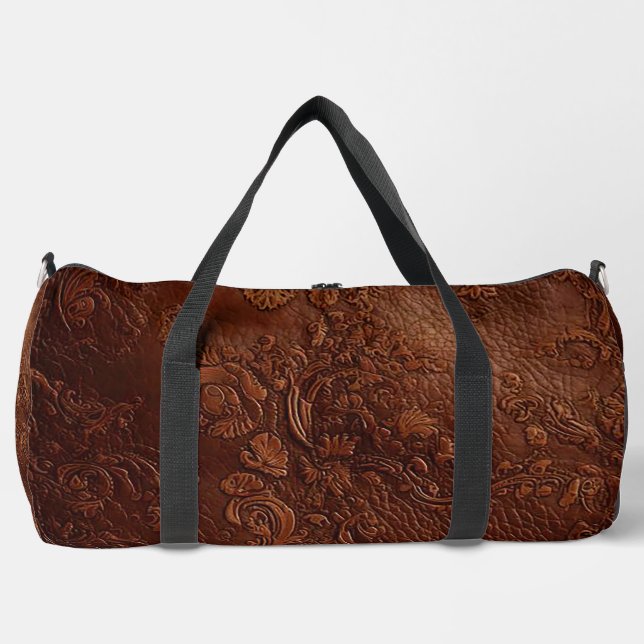 Versatile Brown Leather Look Travel Duffel Bag Duffle Bag (Vorderseite)