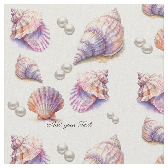 Versatile Coastal Seashells Nautical Theme Stoff (Nahaufnahme)