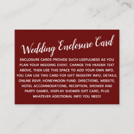 Versatile Custom Simple DIY Wedding Burgundy Red Begleitkarte