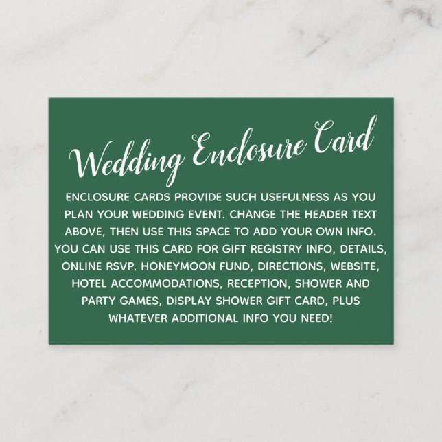 Versatile Custom Simple DIY Wedding Leaf Green Begleitkarte (Vorderseite)