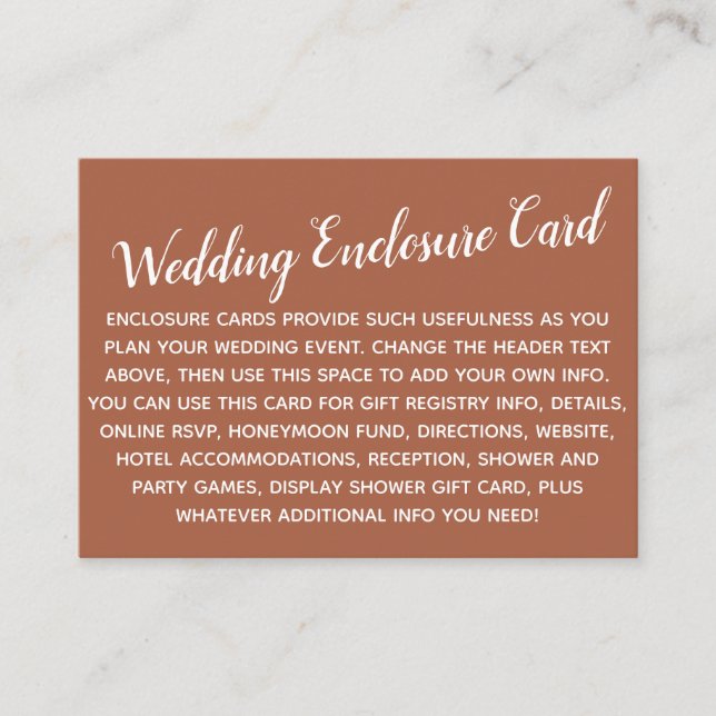 Versatile Custom Simple DIY Wedding Terracotta Begleitkarte (Vorderseite)