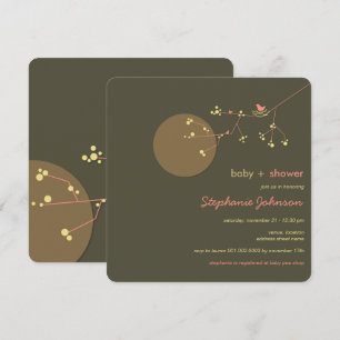 Verschachtelungs-Vogel-Stammbaum-Mädchen-Babyparty Einladung