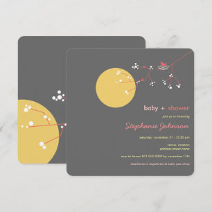 Verschachtelungs-Vogel-Stammbaum-Mädchen-Babyparty Einladung