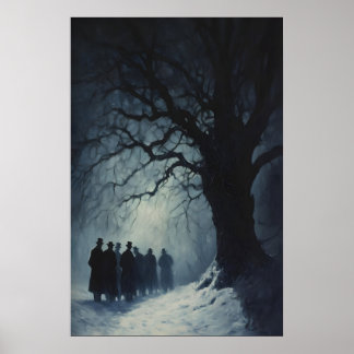 Verschattete Weihnachtssänger in einer schneebedec Poster