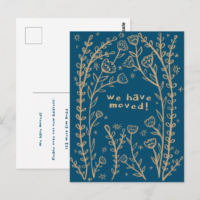 Verschieben der Ankündigung Blumenrahmen Sketch Do Postkarte (Vorne/Hinten)