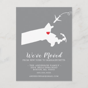 Verschieben der Ankündigung Staat Massachusetts Po Postkarte