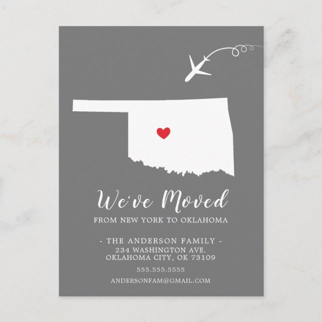 Verschieben der Ankündigung Staat OKLAHOMA Postkar Postkarte (Vorderseite)