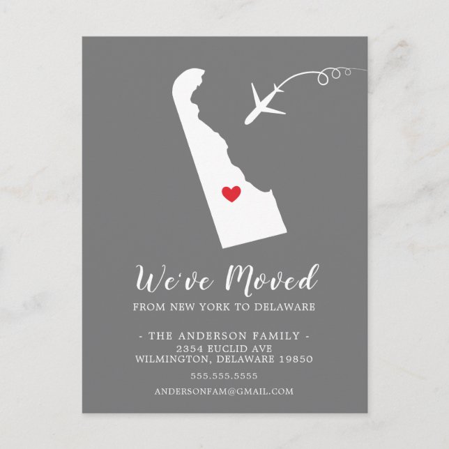 Verschieben der Staat-Ankündigung DELAWARE-Postkar Postkarte (Vorderseite)