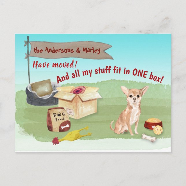 Verschieben Niedlicher Chihuahua-Spielzeuge Unsere Postkarte (Vorderseite)