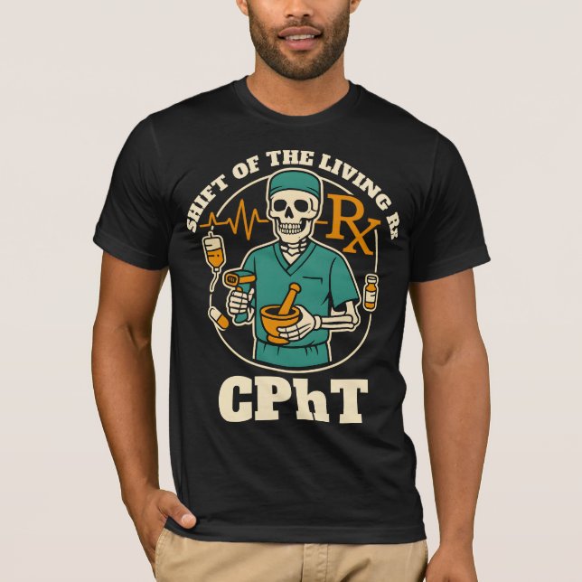 Verschiebung des lebenden Rx CPhT Pharmacy Hallowe T-Shirt (Vorderseite)