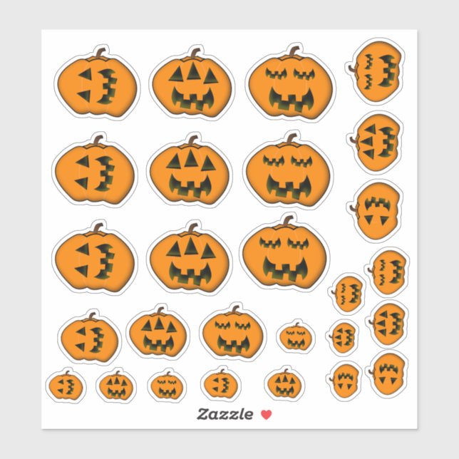 Verschiedene Alberne Halloween Jack-o'-Lanterns Aufkleber (Blatt)
