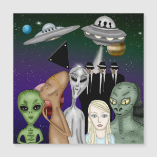 Verschiedene Alien Art, UFO, Planeten Artwork Magnetkarte
