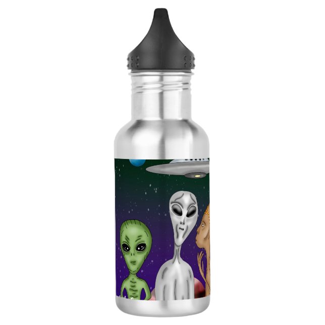 Verschiedene Alien, UFO, Planeten Edelstahlflasche (Links)