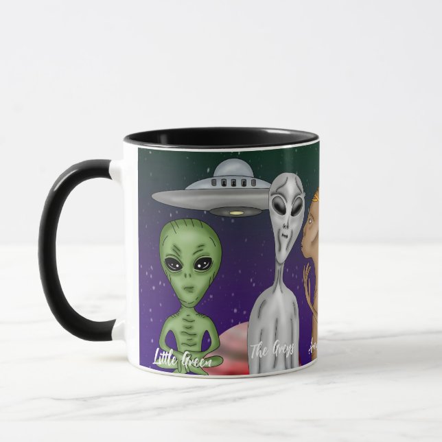 Verschiedene Alien, UFO, Planeten Tasse (Links)