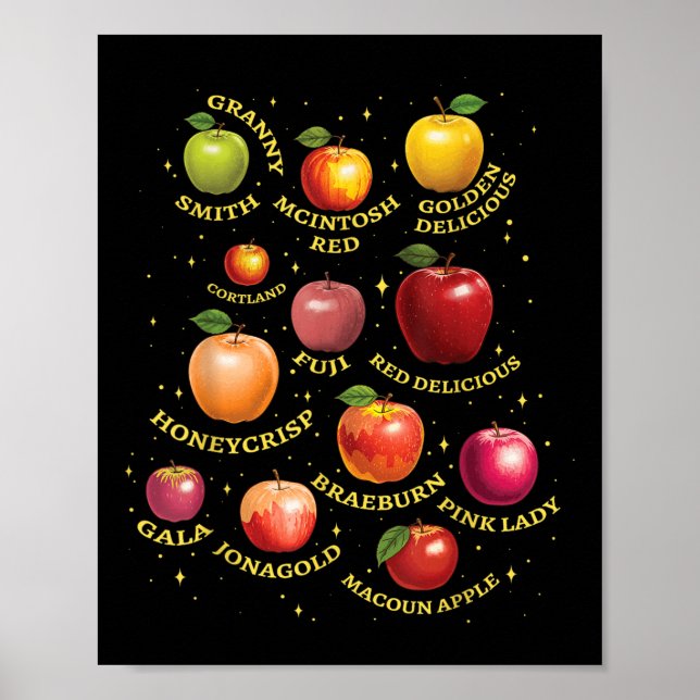 Verschiedene Apfelsorten Apfelvarianten Apfelbild Poster (Vorne)