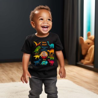 Verschiedene Arten von farbenfrohen Dinosauriern Baby T-shirt