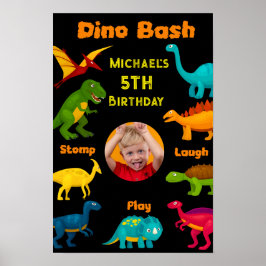 Verschiedene Arten von farbenfrohen Dinosauriern Poster