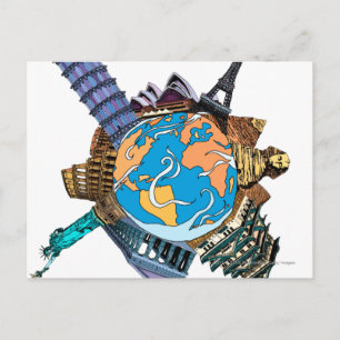Verschiedene berühmte Orte der Welt Postkarte