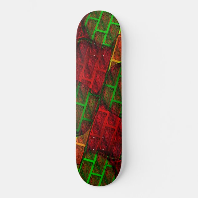 Verschiedene Bildmontage, Backstein, rot, grün, ge Skateboard (Vorderseite)