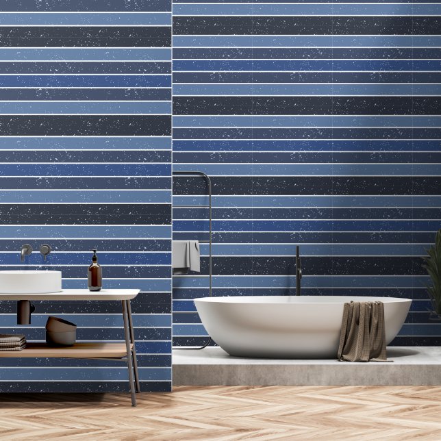 Verschiedene blaue Streifen Tapete (Badezimmer)
