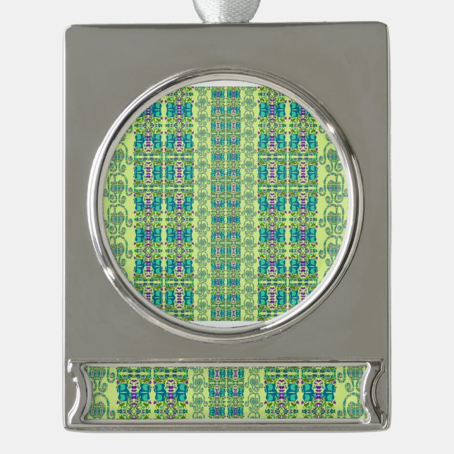 Verschiedene Blumen-Cupflowers Banner-Ornament Silber (Vorderseite)
