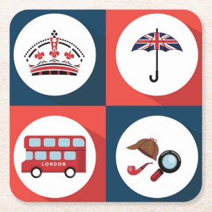 Verschiedene englische Symbole Rechteckiger Pappuntersetzer