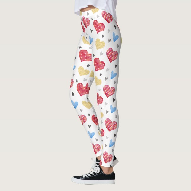 Verschiedene Farbenvalentine Herz-Muster Leggings (Links)