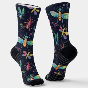 Verschiedene flatternde Bugs Chalk Zeichnend Muste Socken