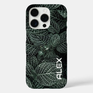 Verschiedene Folien - dunkelgrüne Blätter mit Weiß iPhone 16 Pro Hülle