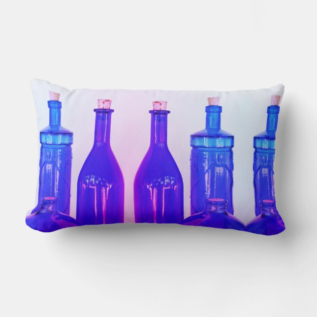 Verschiedene Formen Blaue Flaschen Kissen (Vorderseite)