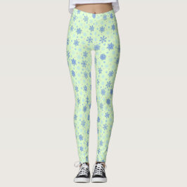 Verschiedene Formen Snowflake Grüne Pastel Frühlin Leggings