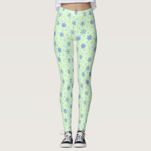 Verschiedene Formen Snowflake Grüne Pastel Frühlin Leggings