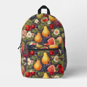 Verschiedene Früchte, üppige Blätter und wundersch Bedruckter Rucksack