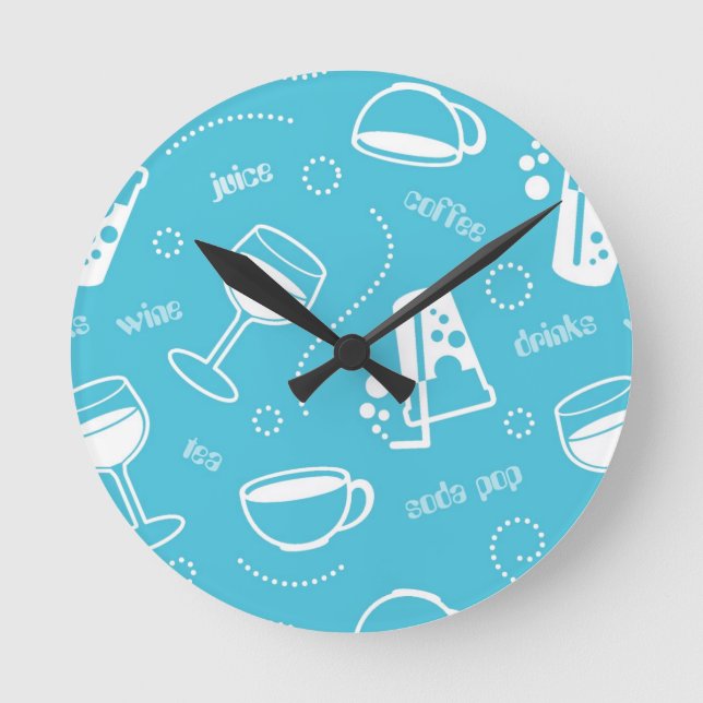 Verschiedene Getränke Runde Wanduhr (Vorderseite)