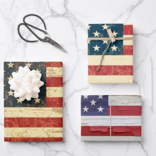Verschiedene grungy American Flag der USA Geschenkpapier Set