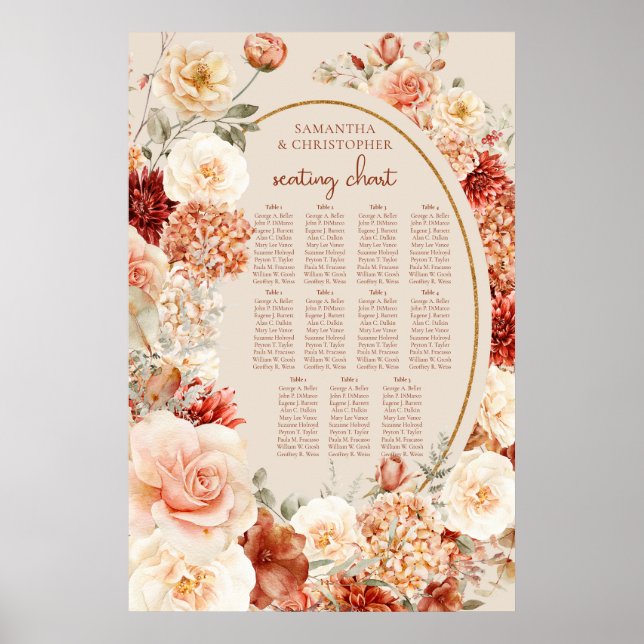 Verschiedene Herbstblütenrostie Elfenbeinblüte Poster (Vorne)