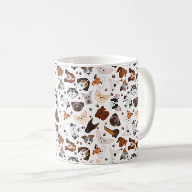 Verschiedene Hunderassen Muster  Kaffeetasse (VorderseiteRechts)