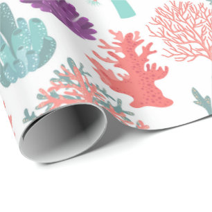 Verschiedene Korallen Tiefsee-Pflanze Muster Geschenkpapier