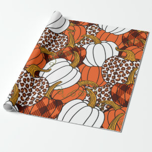 Verschiedene Kürbis. Leopard, orange, weiß und bu Geschenkpapier