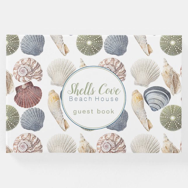 Verschiedene mehrfarbige Muscheln Beach Rental Gästebuch (Vorderseite)